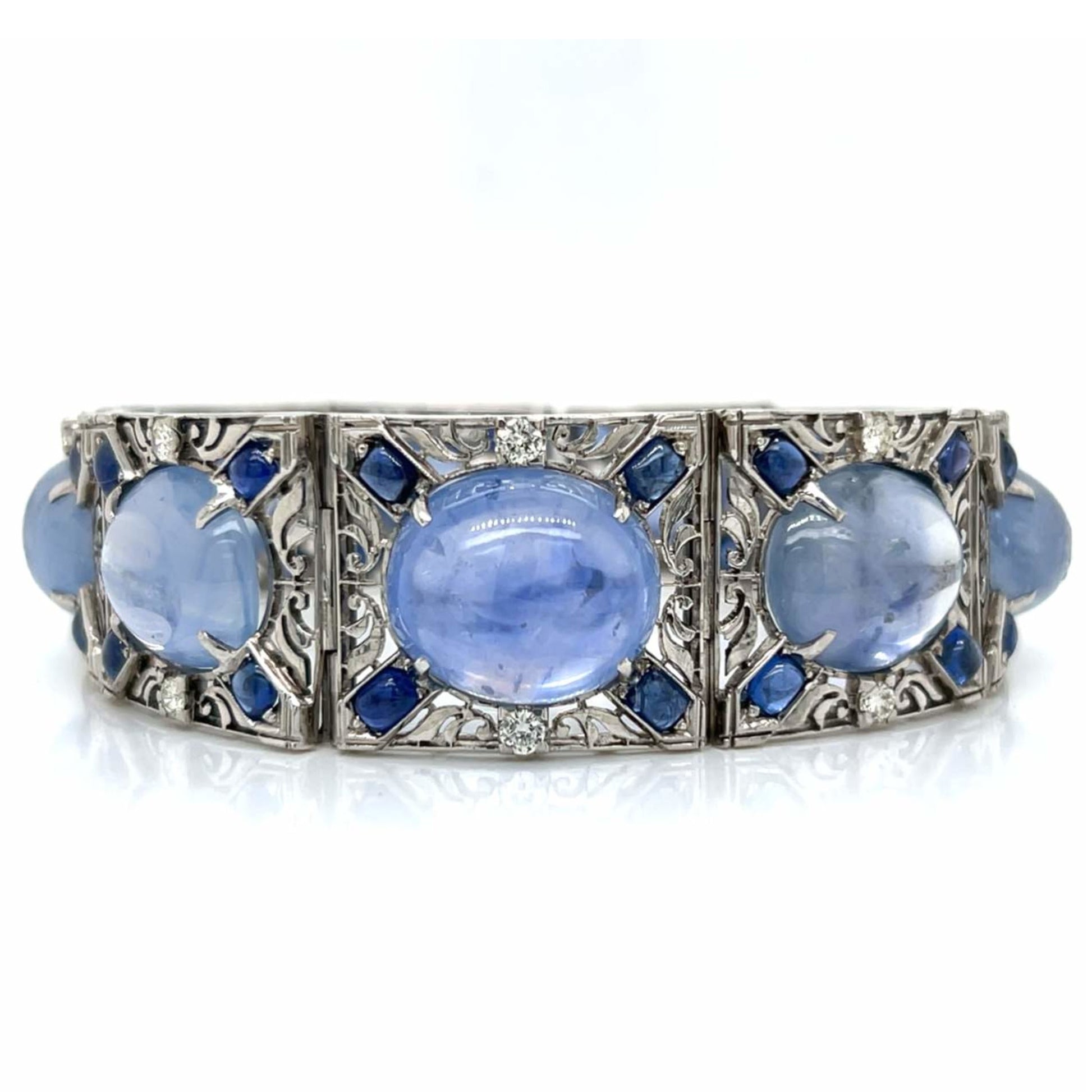Art Deco Platinum Sapphire & Diamond Bracelet front
