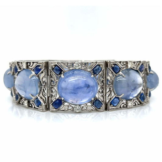 Art Deco Platinum Sapphire & Diamond Bracelet front