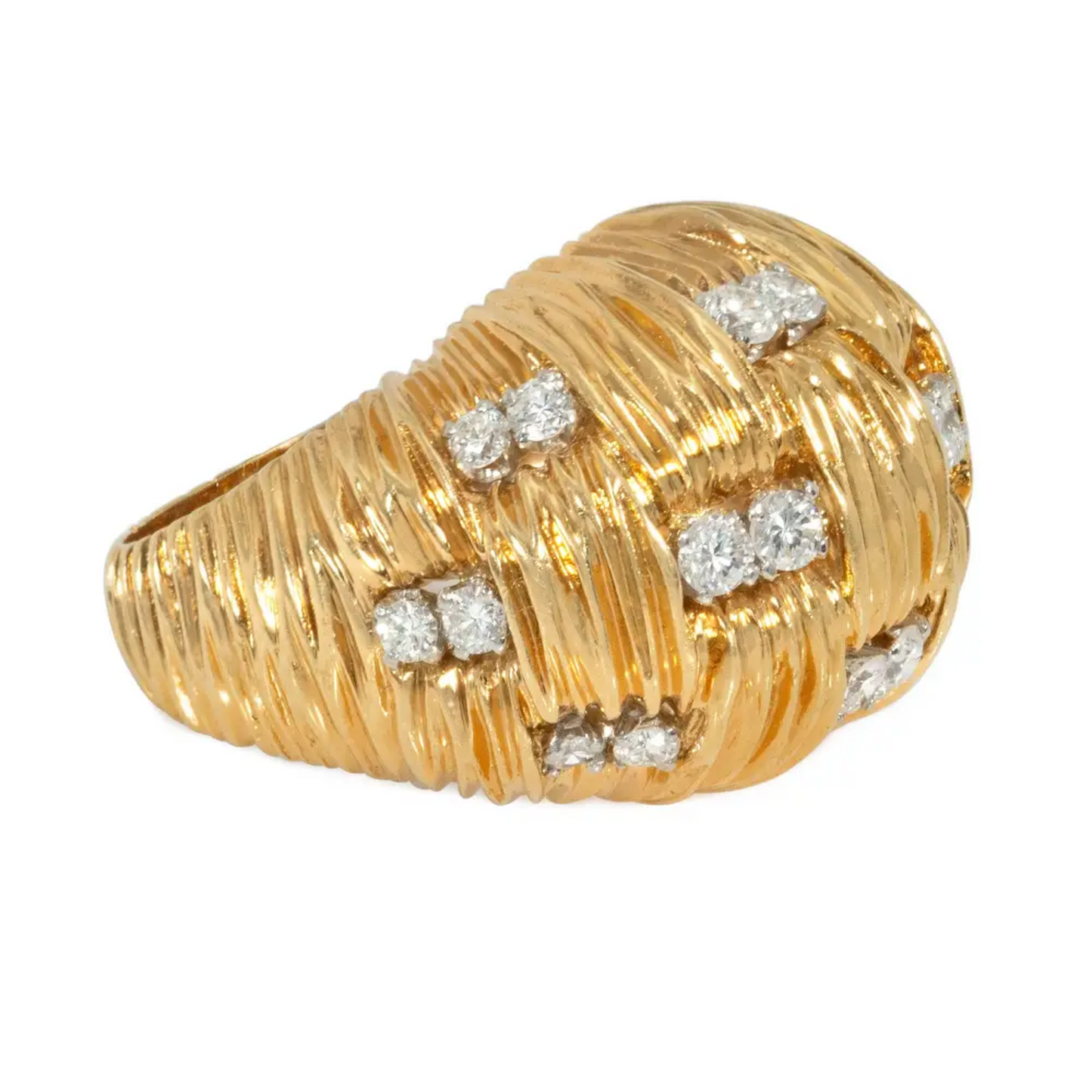 Van Cleef & Arpels France 1960s Platinum & 18KT Yellow Gold Diamond Ring side