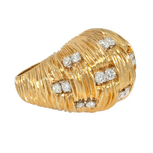 Van Cleef & Arpels France 1960s Platinum & 18KT Yellow Gold Diamond Ring side