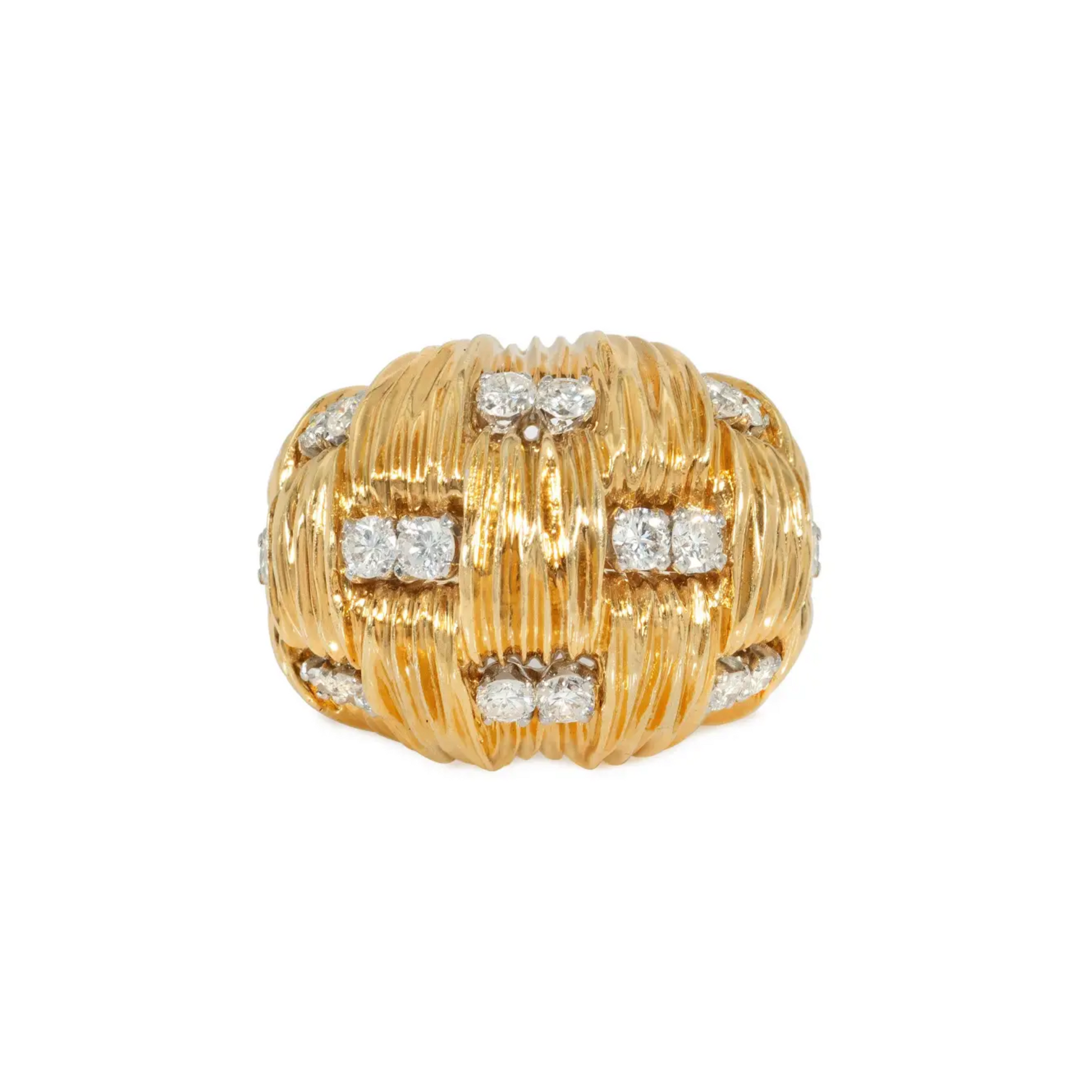 Van Cleef & Arpels France 1960s Platinum & 18KT Yellow Gold Diamond Ring front