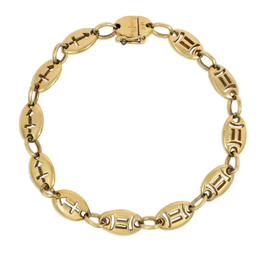 Jean Paris 1970s 18KT Yellow Gold Zodiac Bracelet front