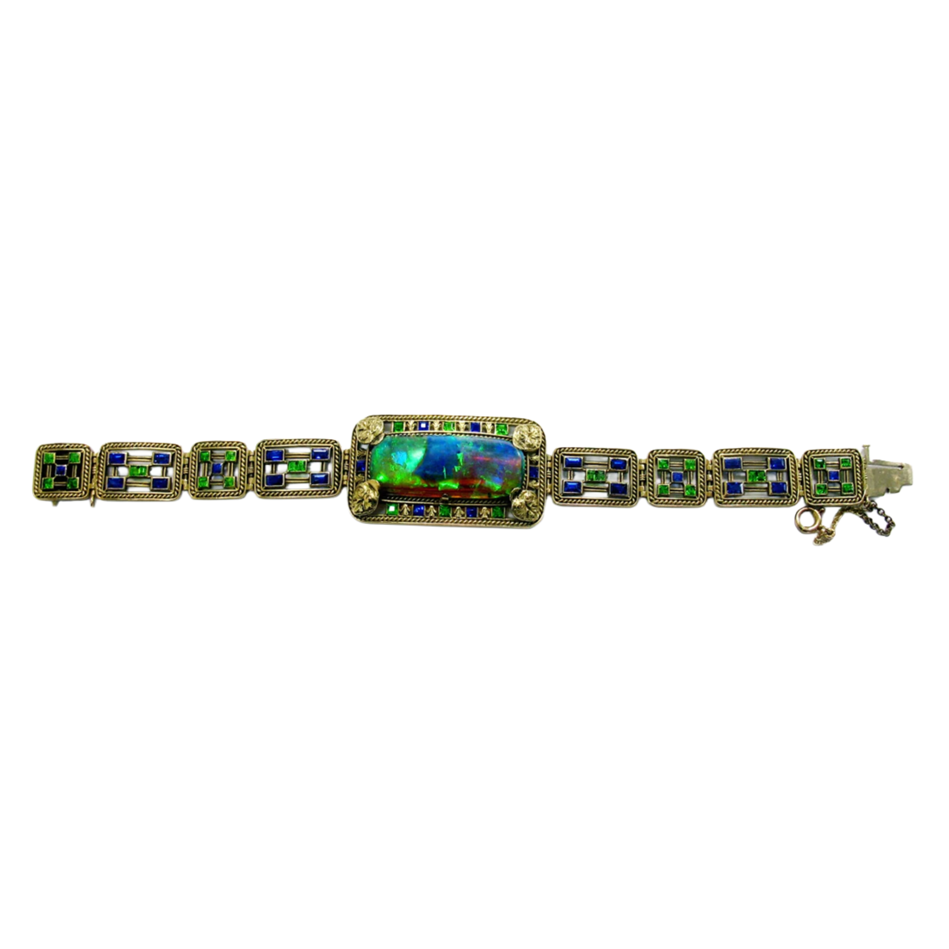 Marcus & Co. Art Nouveau 18KT White Gold Opal & Sapphire Bracelet front