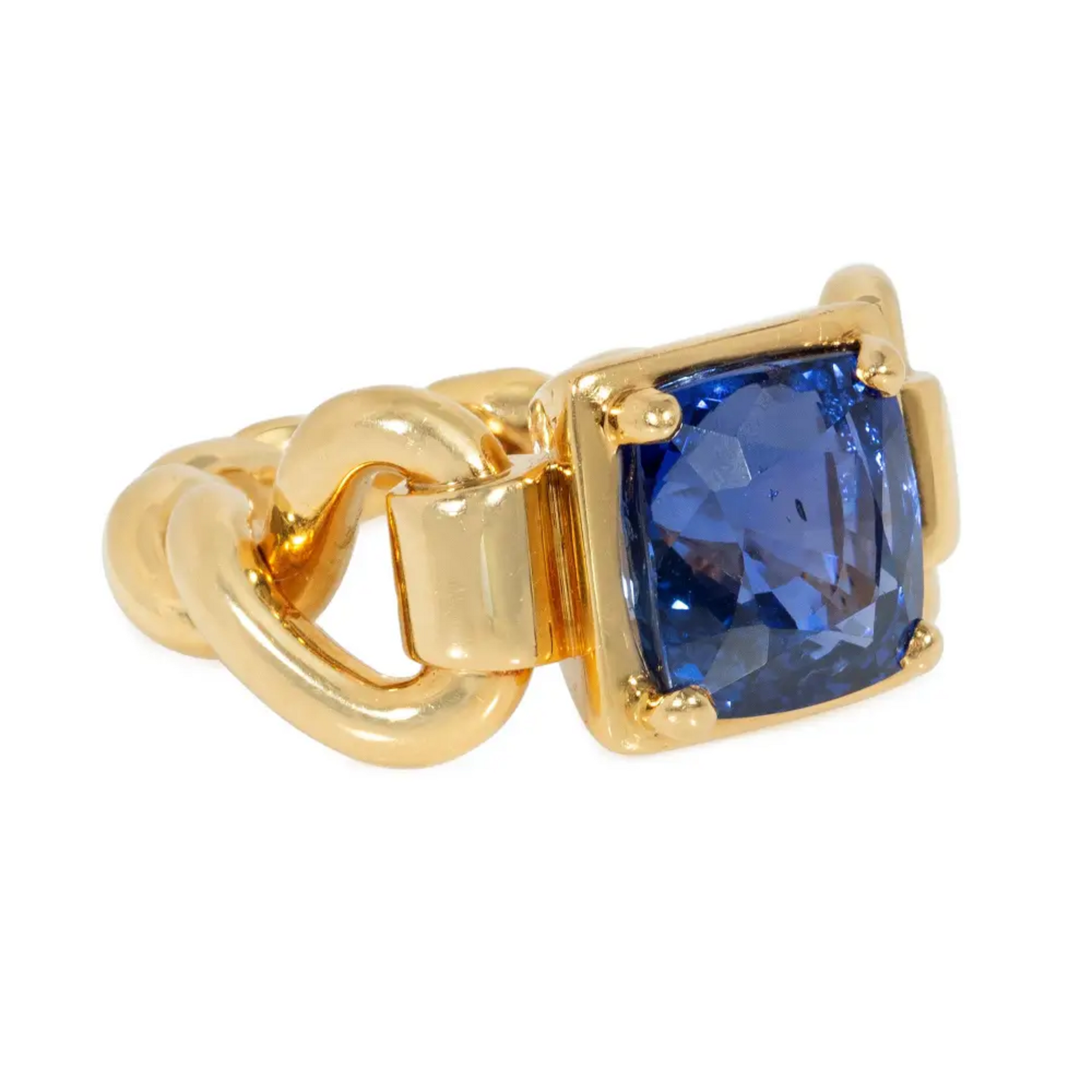 Marchak Paris 1950s 18KT Yellow Gold Sapphire Ring side
