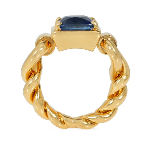 Marchak Paris 1950s 18KT Yellow Gold Sapphire Ring profile