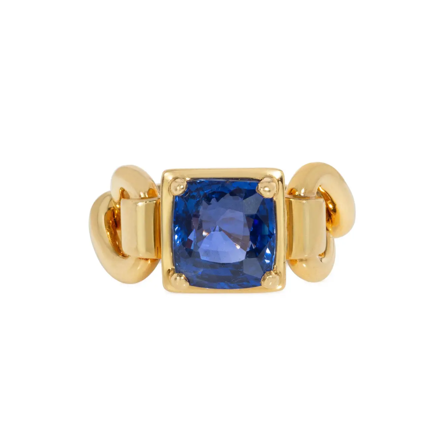 Marchak Paris 1950s 18KT Yellow Gold Sapphire Ring front