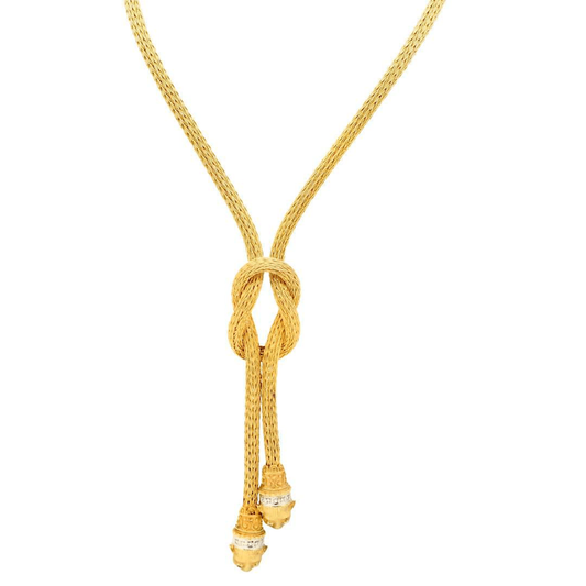 Greek Post-1980s 18KT Yellow Gold Diamond Necklace front