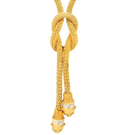 Greek Post-1980s 18KT Yellow Gold Diamond Necklace front