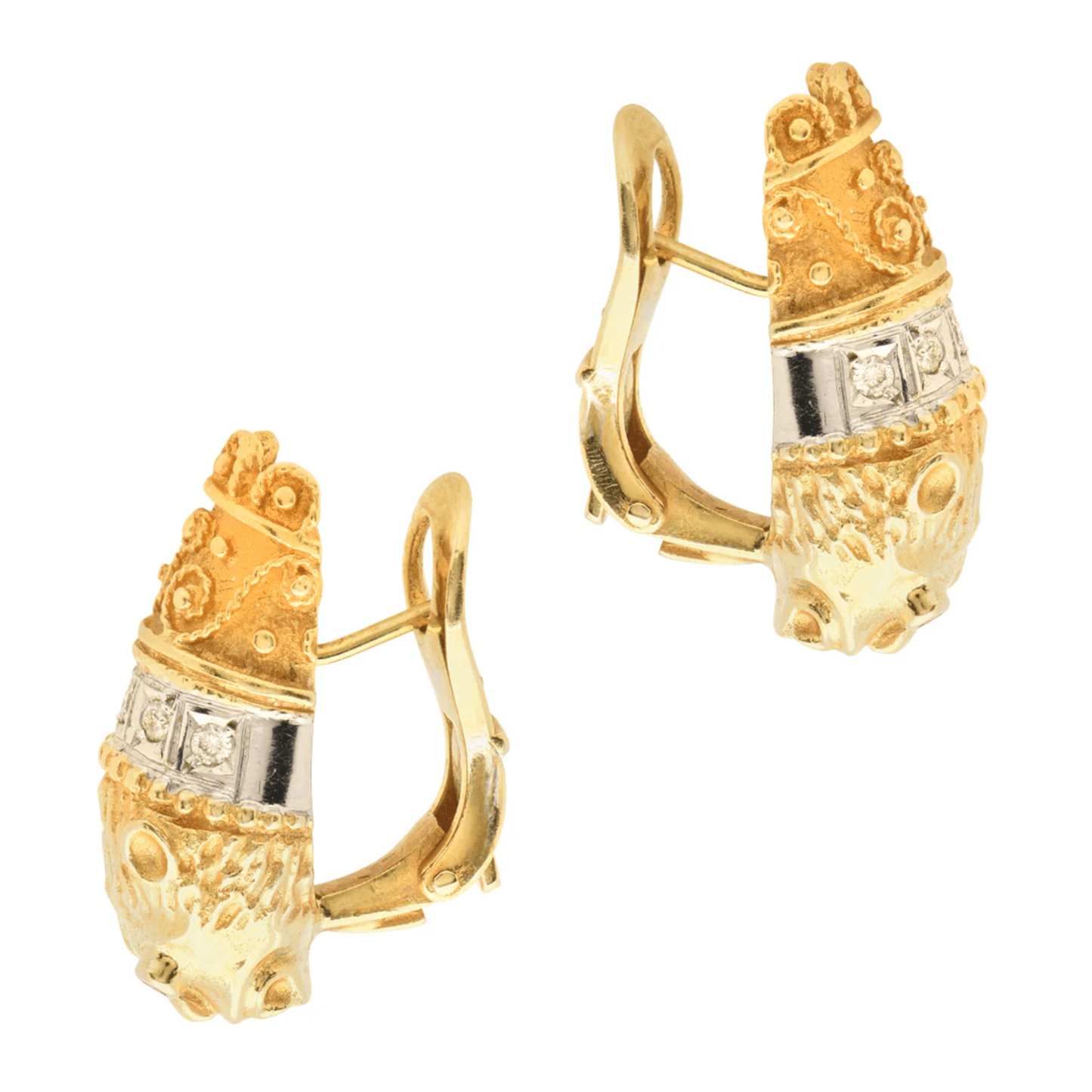 Greek Post-1980s 18KT Yellow Gold Diamond Earrings side