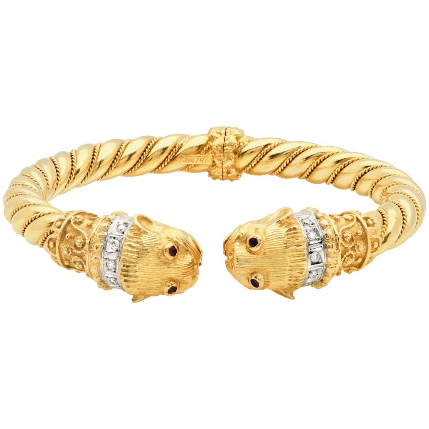 Greek Post-1980s 18KT Yellow Gold Diamond Bracelet front