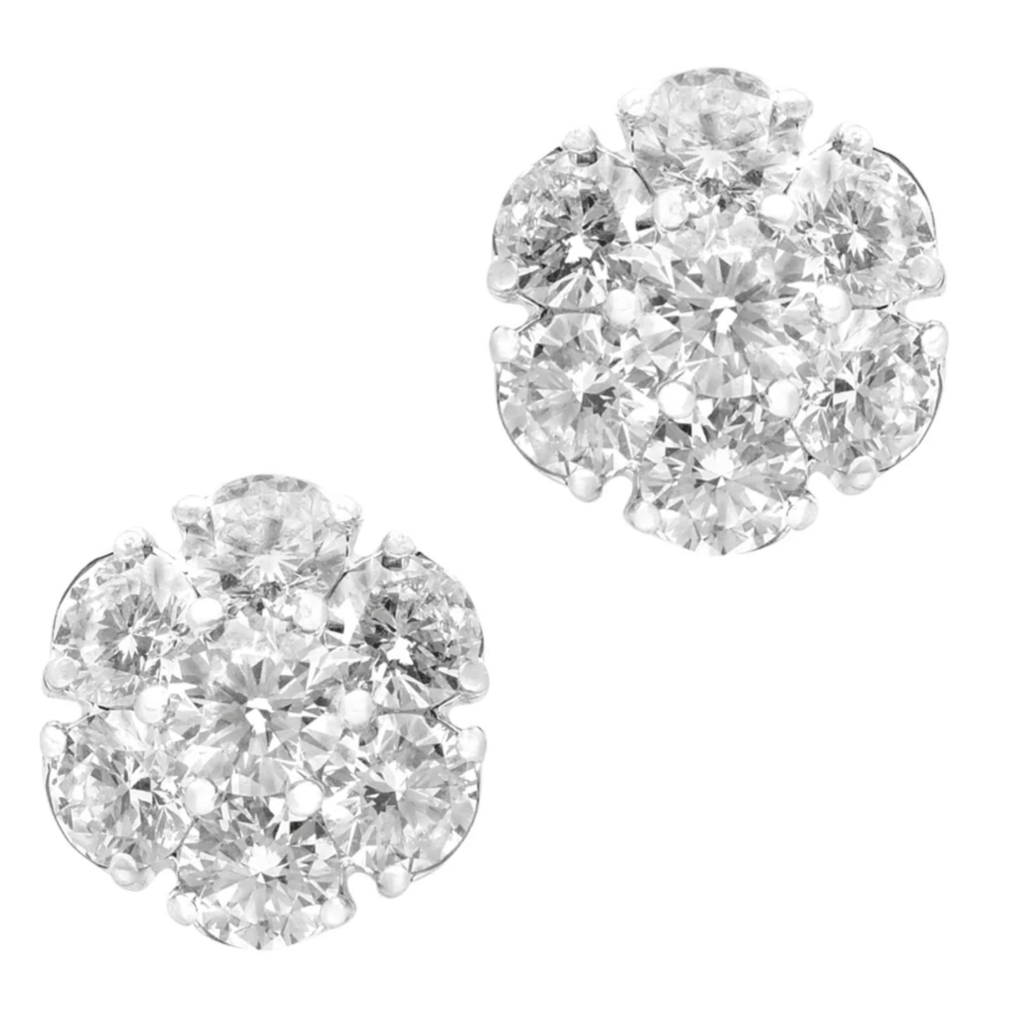 Contemporary Platinum Diamond Earrings front
