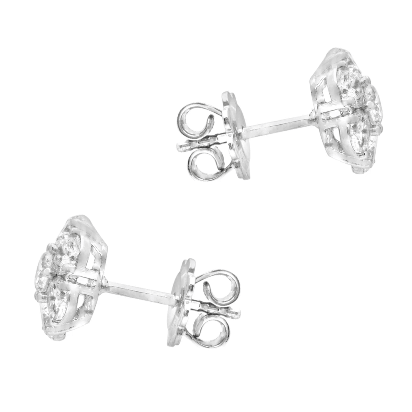 Contemporary Platinum Diamond Earrings side