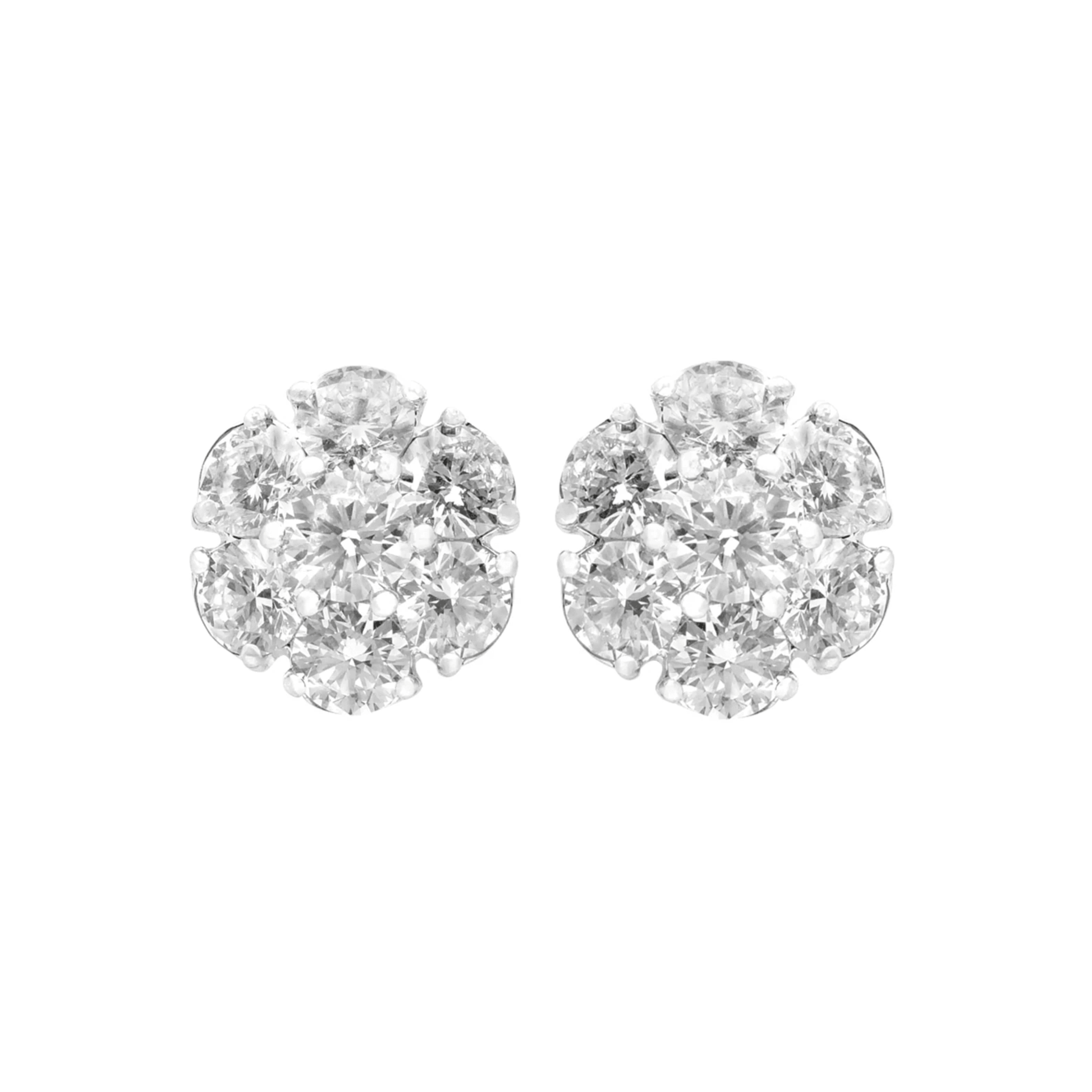Contemporary Platinum Diamond Earrings front