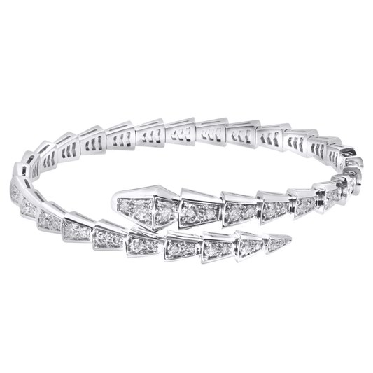 Bulgari Post-1980s 18KT White Gold Diamond Serpenti Viper Bracelet front