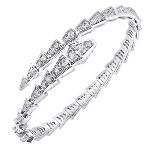Bulgari Post-1980s 18KT White Gold Diamond Serpenti Viper Bracelet front