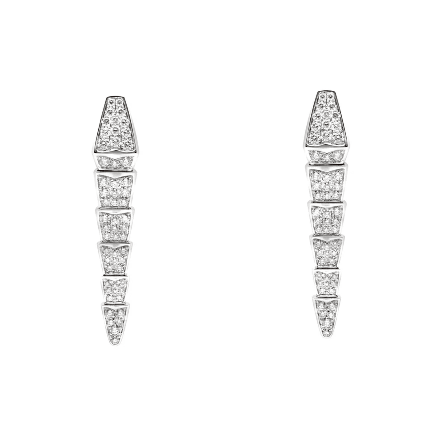 Bulgari Post-1980s 18KT White Gold Diamond Serpenti Viper Earrings front