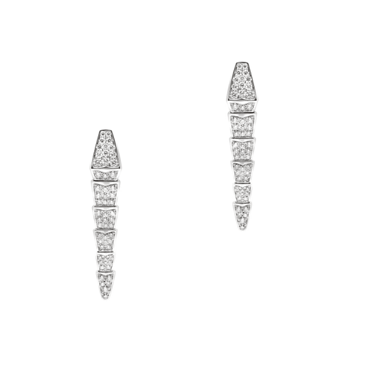 Bulgari Post-1980s 18KT White Gold Diamond Serpenti Viper Earrings front