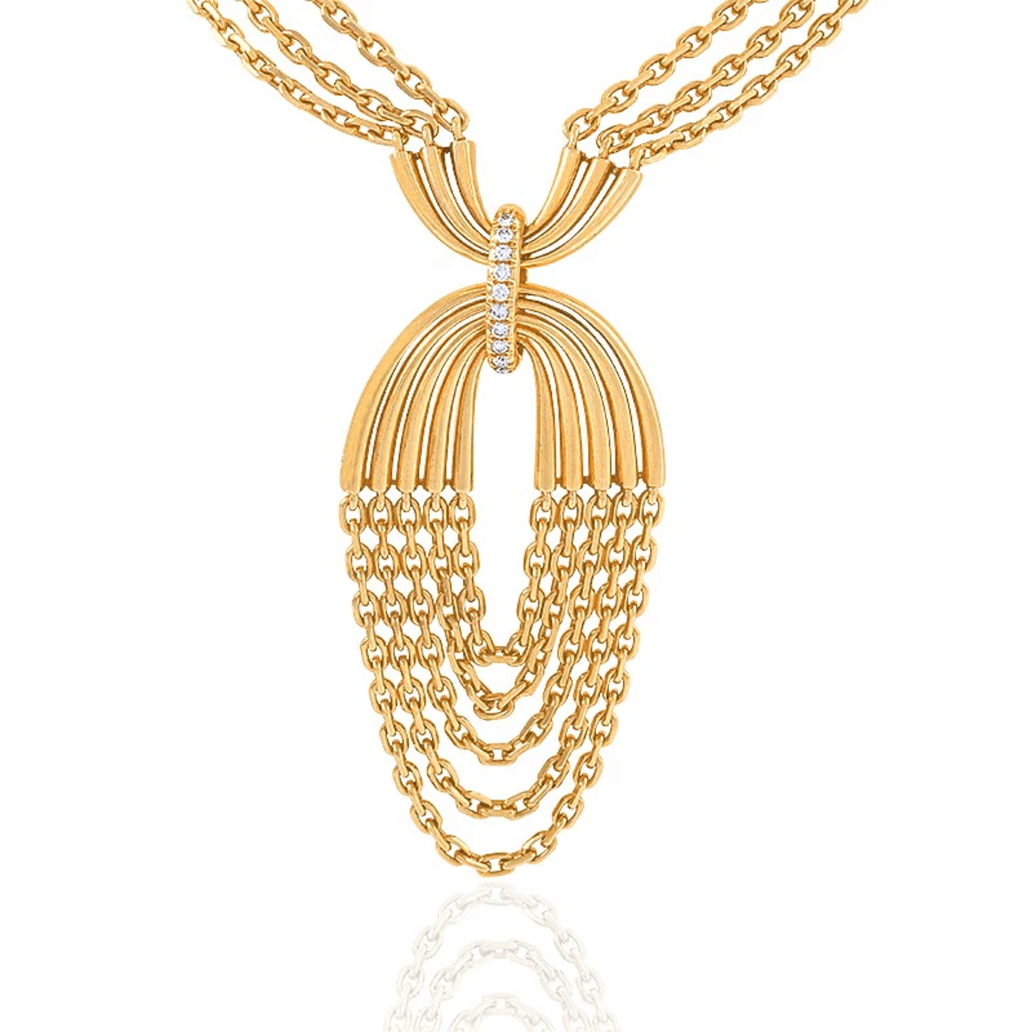 Van Cleef & Arpels Paris 1970s 18KT Yellow Gold Diamond Necklace front