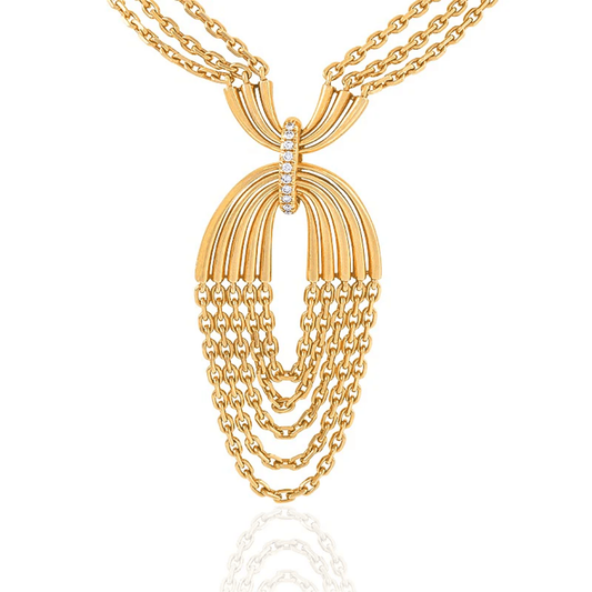 Van Cleef & Arpels Paris 1970s 18KT Yellow Gold Diamond Necklace front