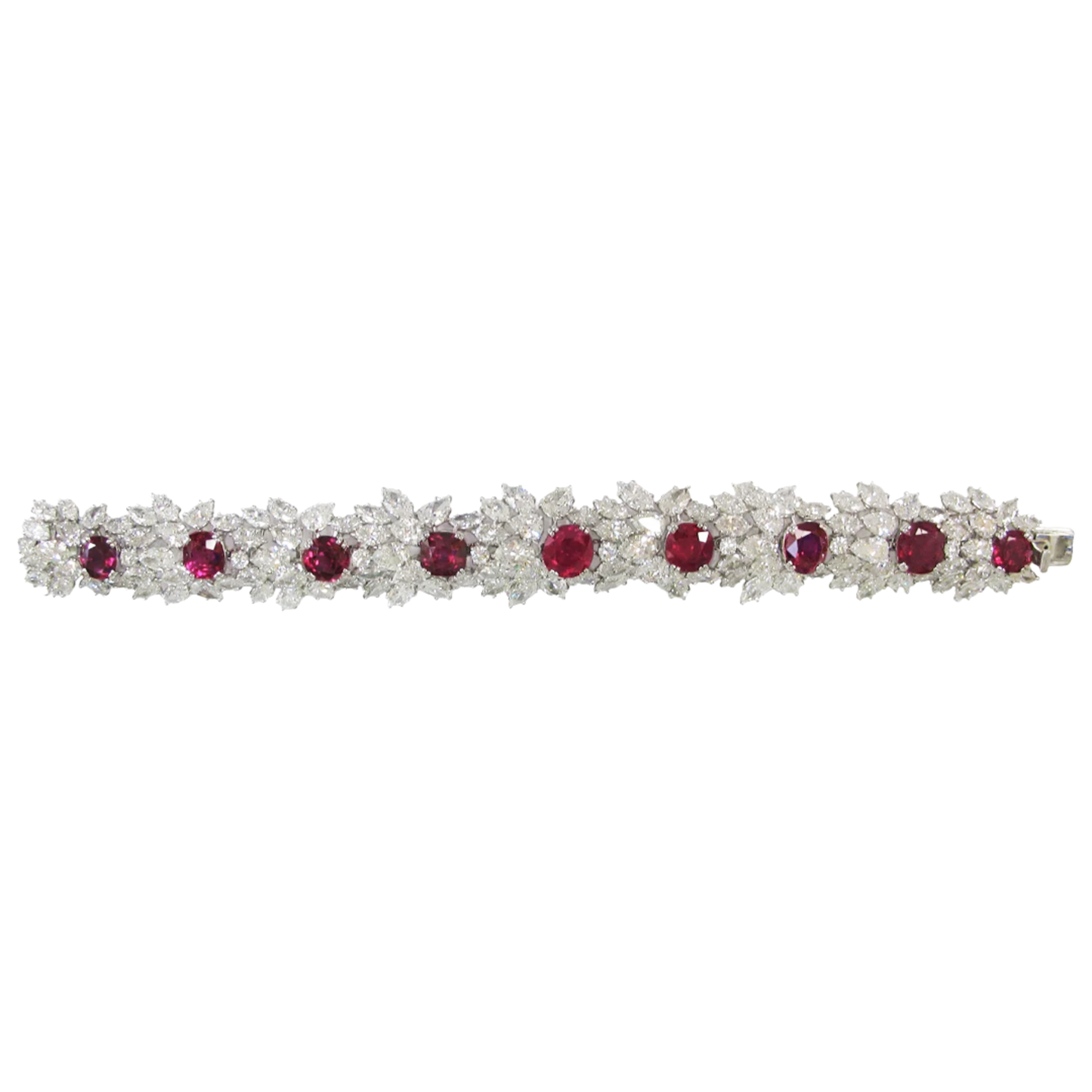Harry Winston 1970s Platinum Ruby & Diamond Bracelet front