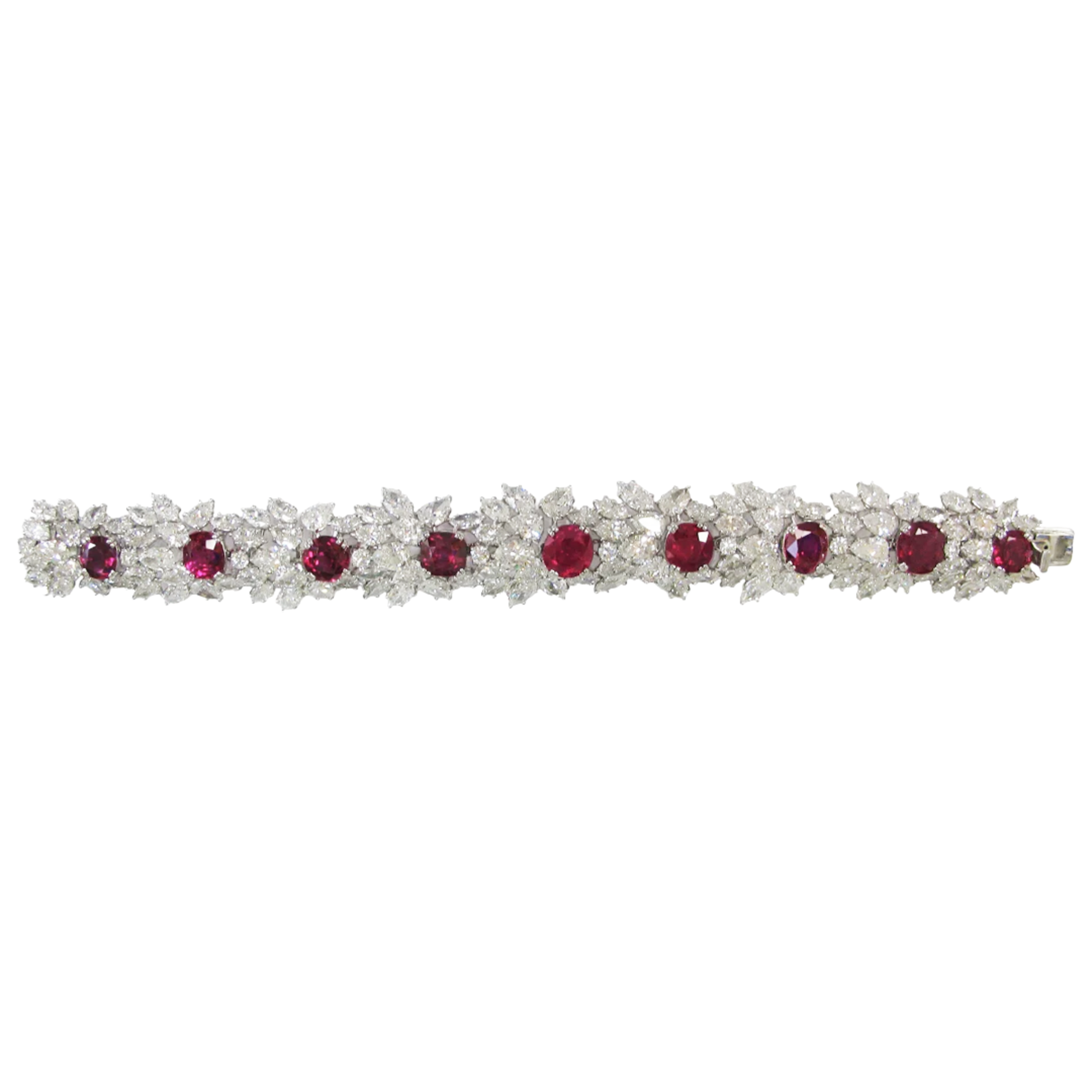 Harry Winston 1970s Platinum Ruby & Diamond Bracelet front