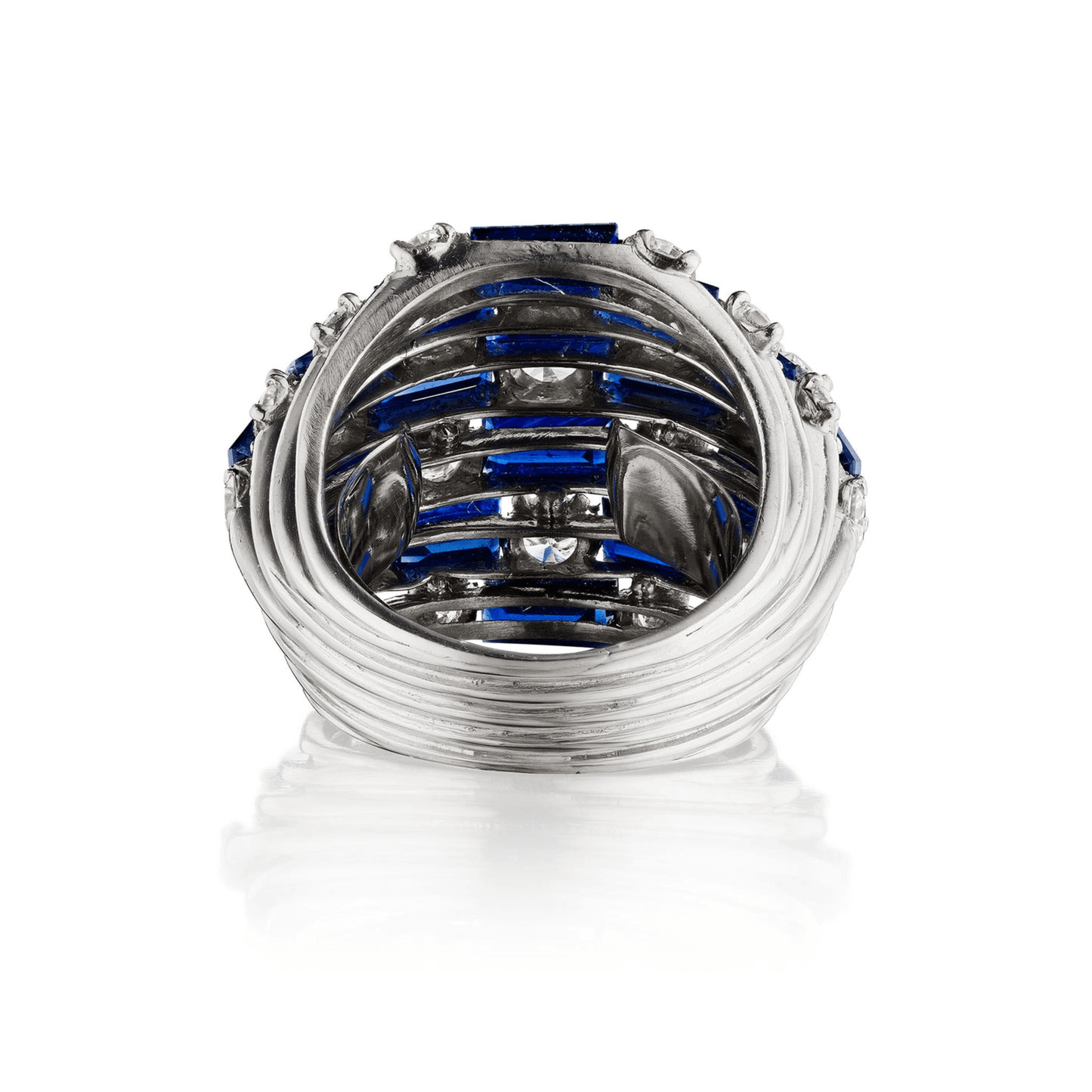 Oscar Heyman Bros. 1950s Platinum Sapphire & Diamond Ring back