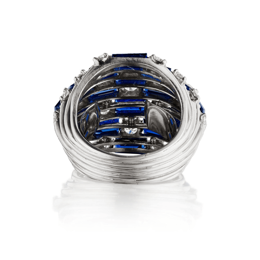Oscar Heyman Bros. 1950s Platinum Sapphire & Diamond Ring back