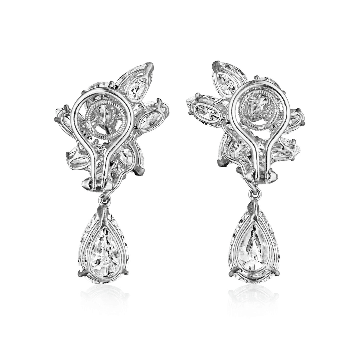 Oscar Heyman Bros. 1960s Platinum Diamond Earrings back