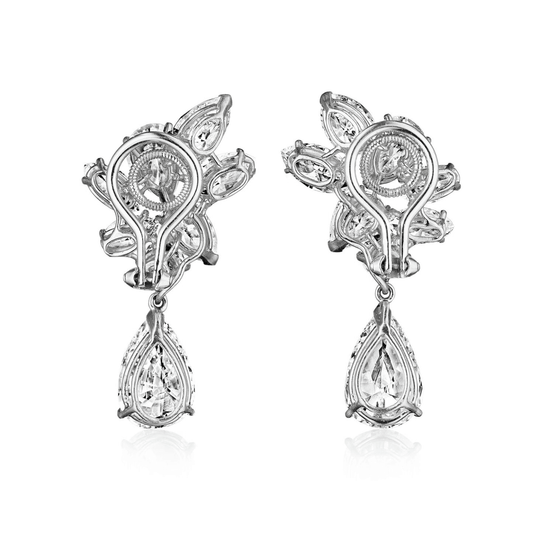 Oscar Heyman Bros. 1960s Platinum Diamond Earrings back