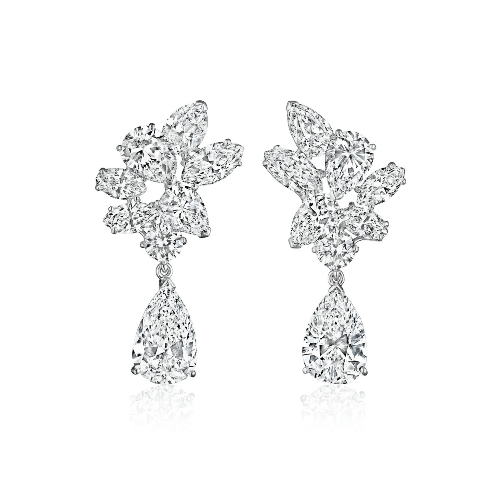 Oscar Heyman Bros. 1960s Platinum Diamond Earrings front