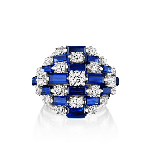 Oscar Heyman Bros. 1950s Platinum Sapphire & Diamond Ring front