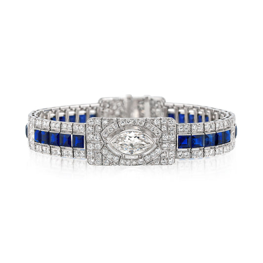 Art Deco Platinum Sapphire & Diamond Bracelet front