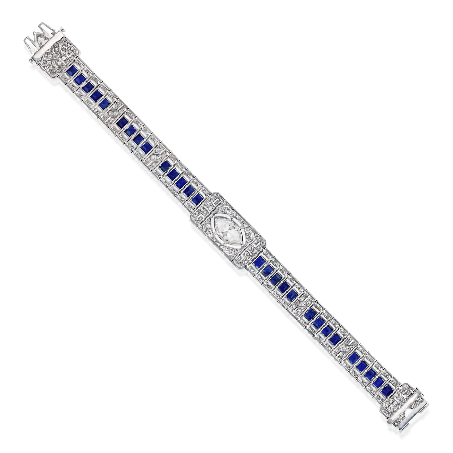 Art Deco Platinum Sapphire & Diamond Bracelet back