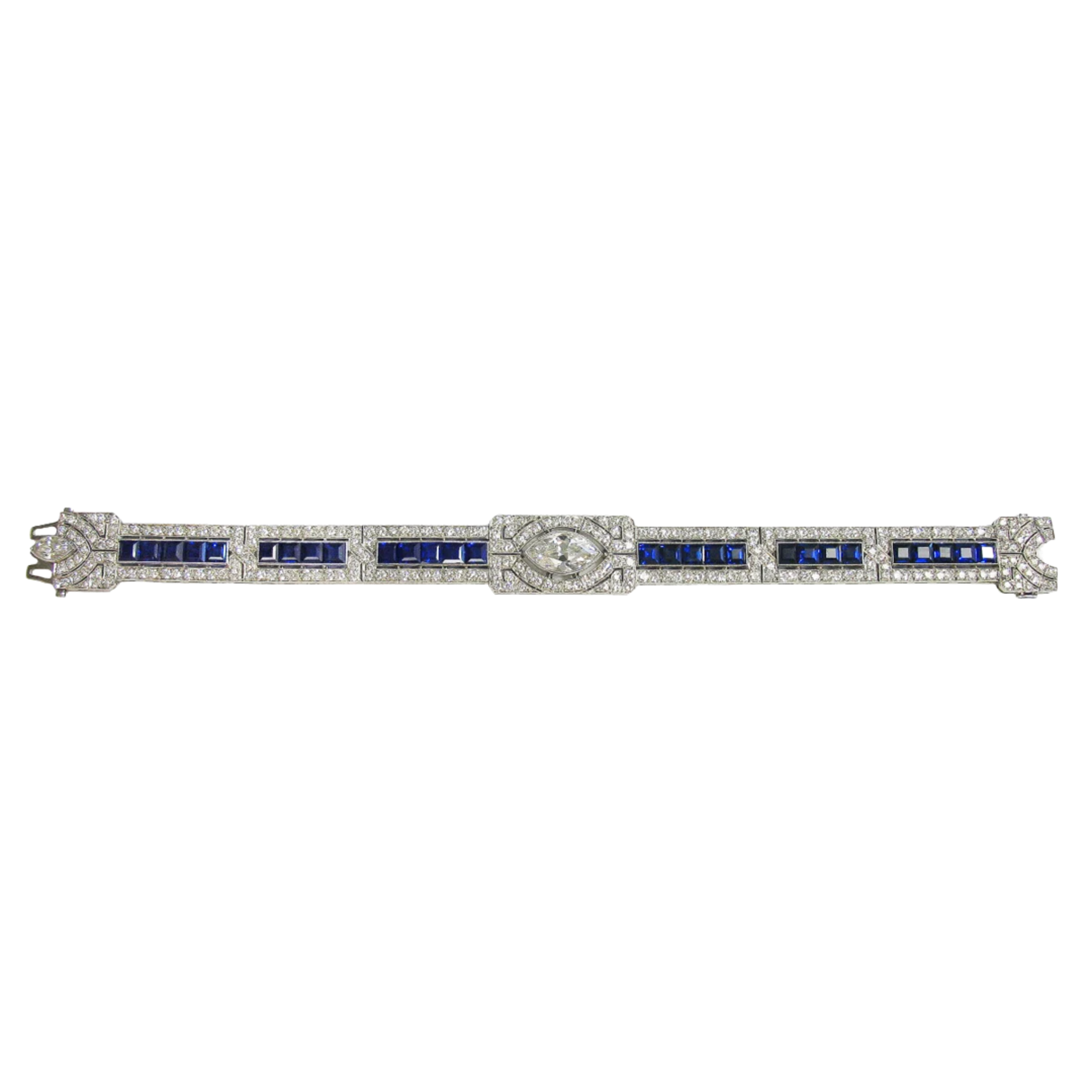 Art Deco Platinum Sapphire & Diamond Bracelet front