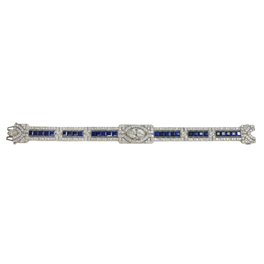 Art Deco Platinum Sapphire & Diamond Bracelet front