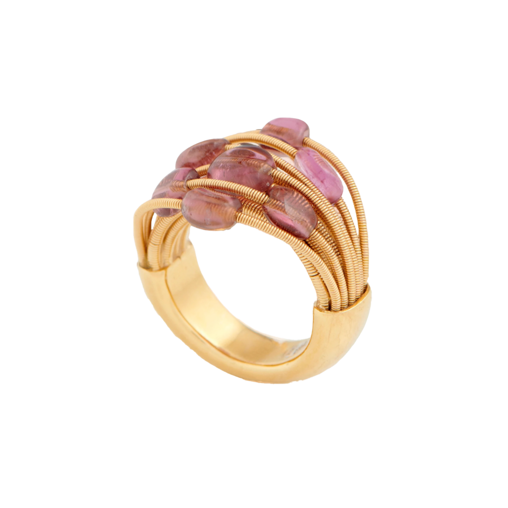 Italian Post-1980s 18KT Yellow Gold Tourmaline Ring