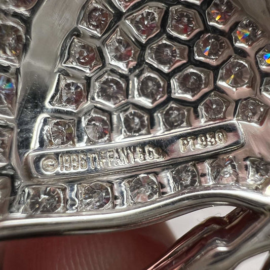 Tiffany & Co. Post-1980s Platinum Diamond Butterfly Brooch signature