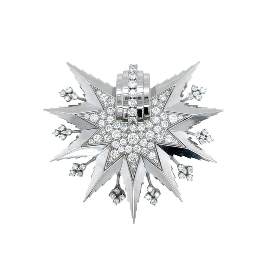 Post-1980s Platinum Diamond Brooch front