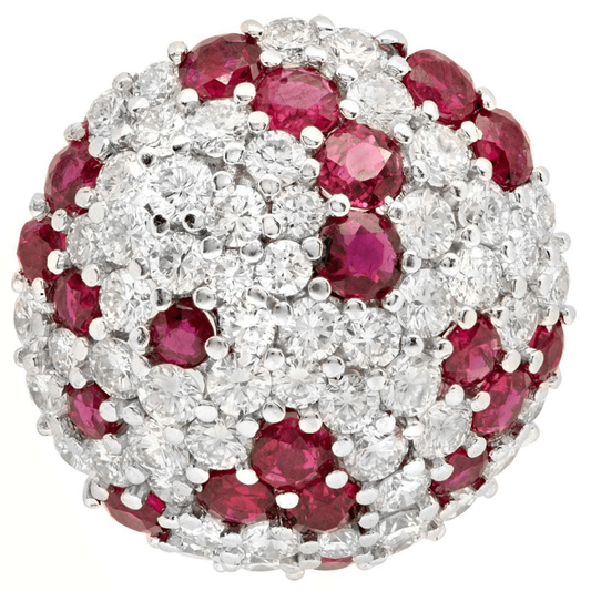 Post-1980s 18KT White Gold Ruby & Diamond Earrings front