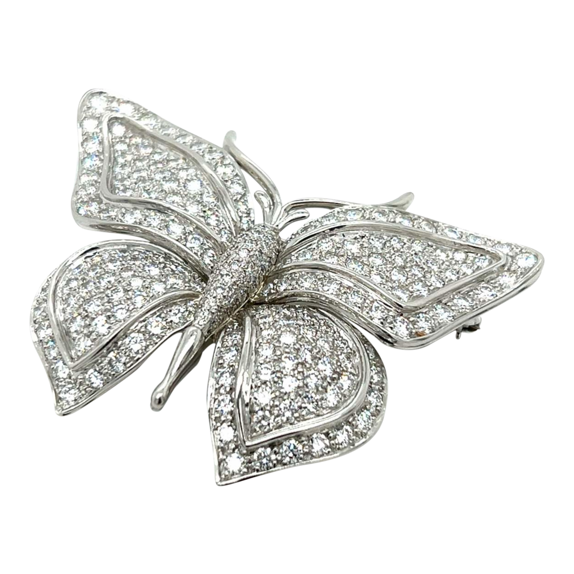 Tiffany & Co. Post-1980s Platinum Diamond Butterfly Brooch front