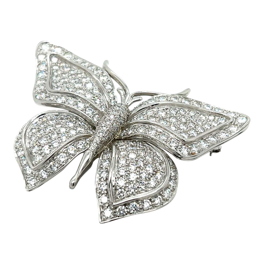 Tiffany & Co. Post-1980s Platinum Diamond Butterfly Brooch front