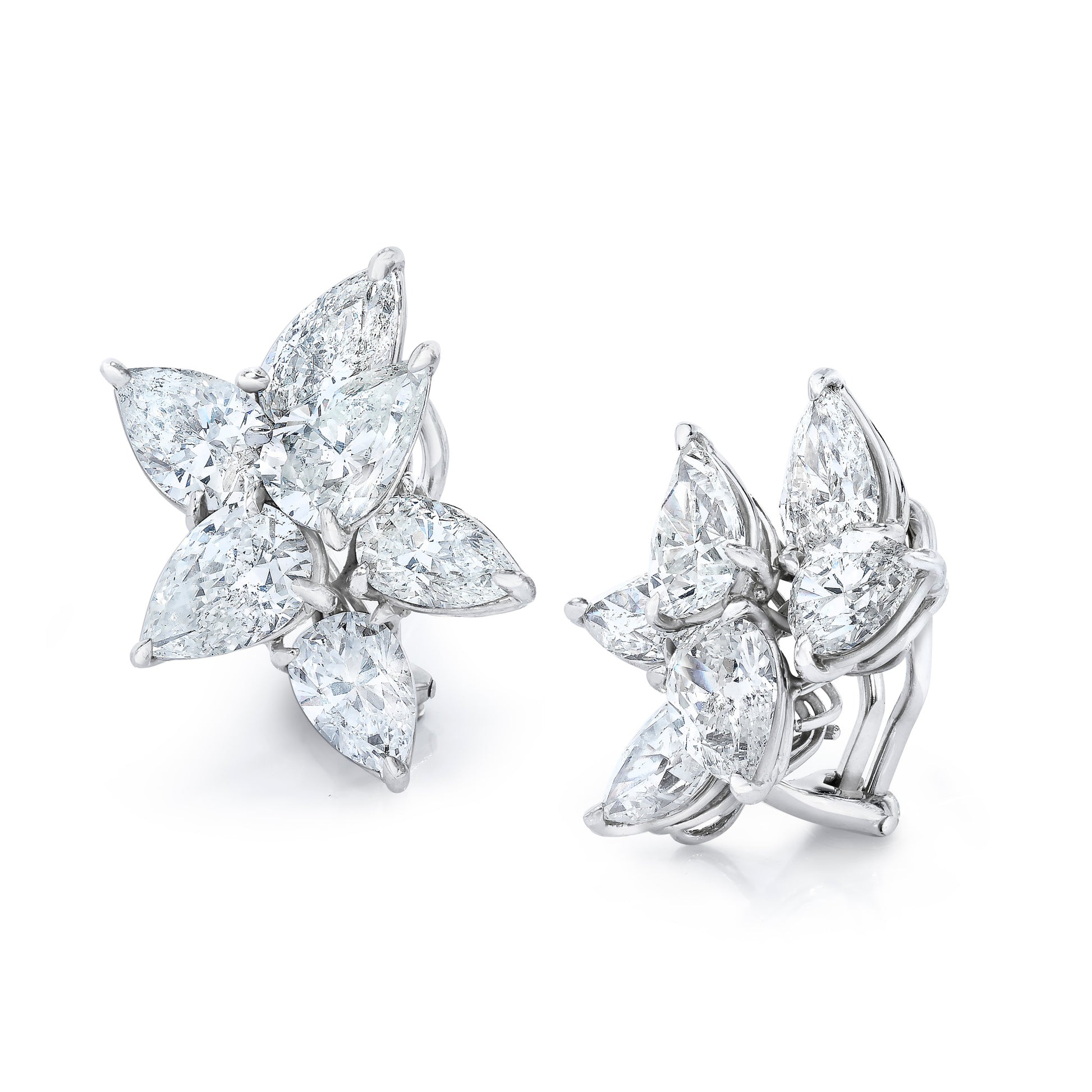Contemporary Platinum Diamond Earrings front