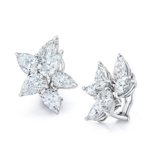 Contemporary Platinum Diamond Earrings front