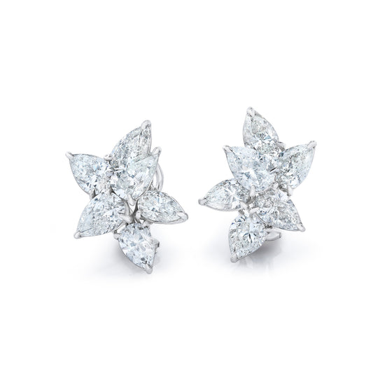 Contemporary Platinum Diamond Earrings front