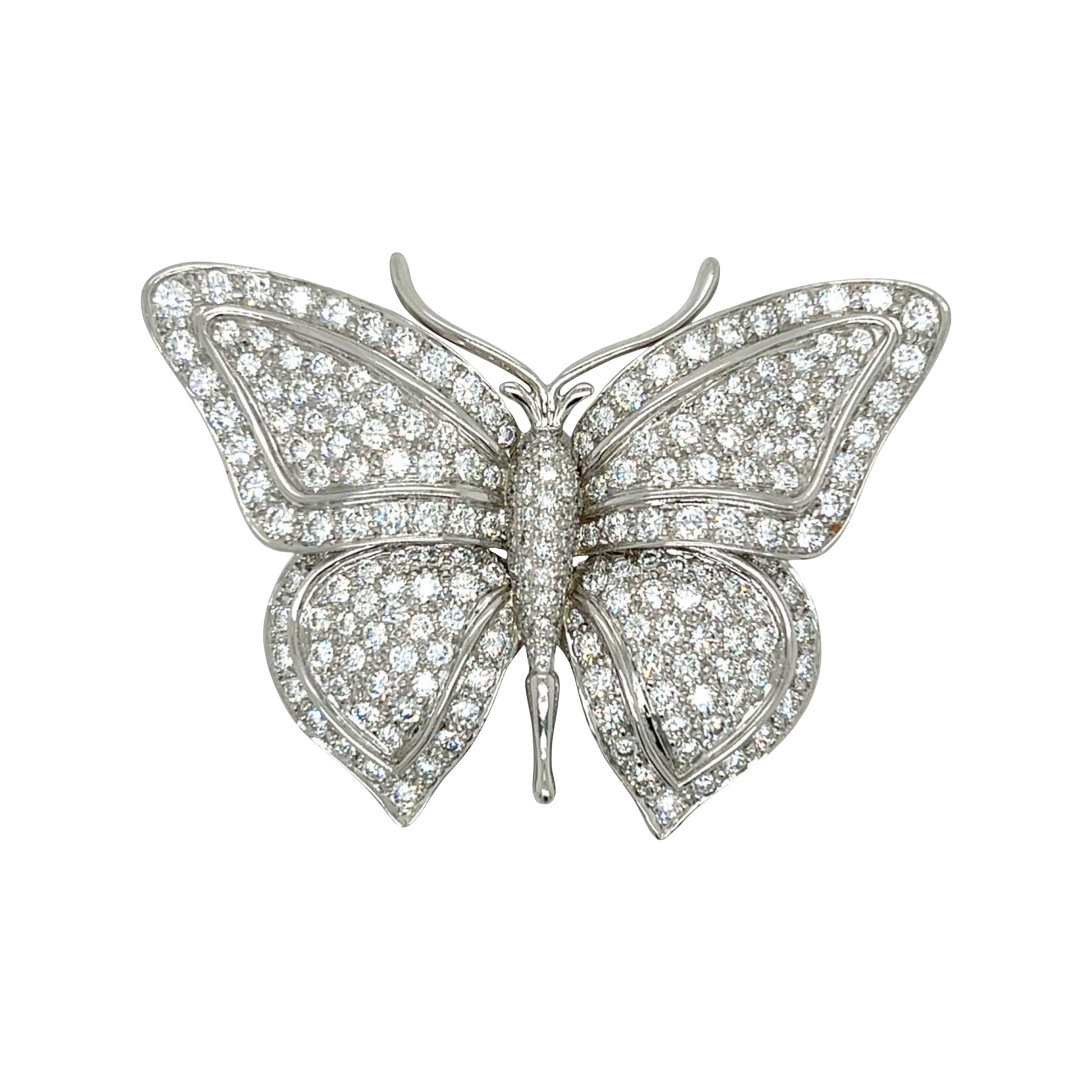 Tiffany & Co. Post-1980s Platinum Diamond Butterfly Brooch front