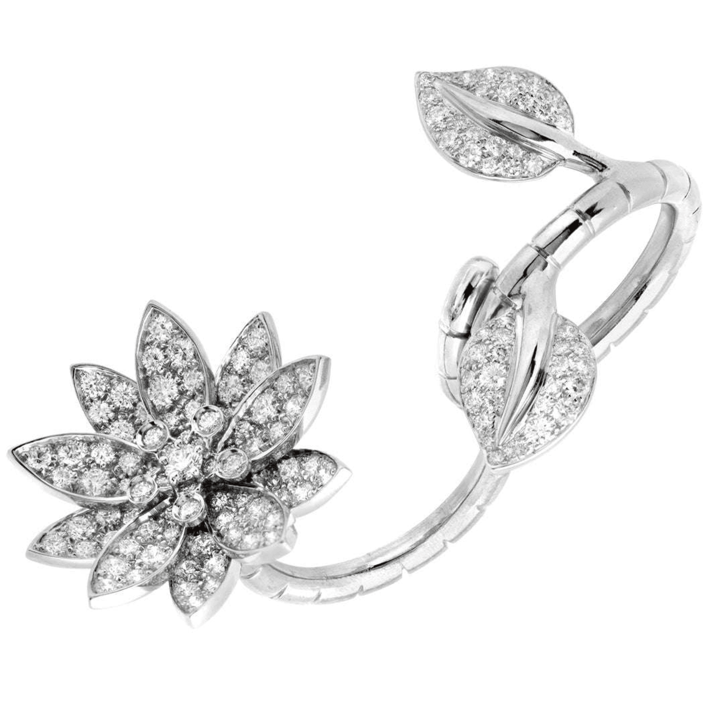 Van Cleef & Arpels Post-1980s 18KT White Gold Diamond Lotus Ring front