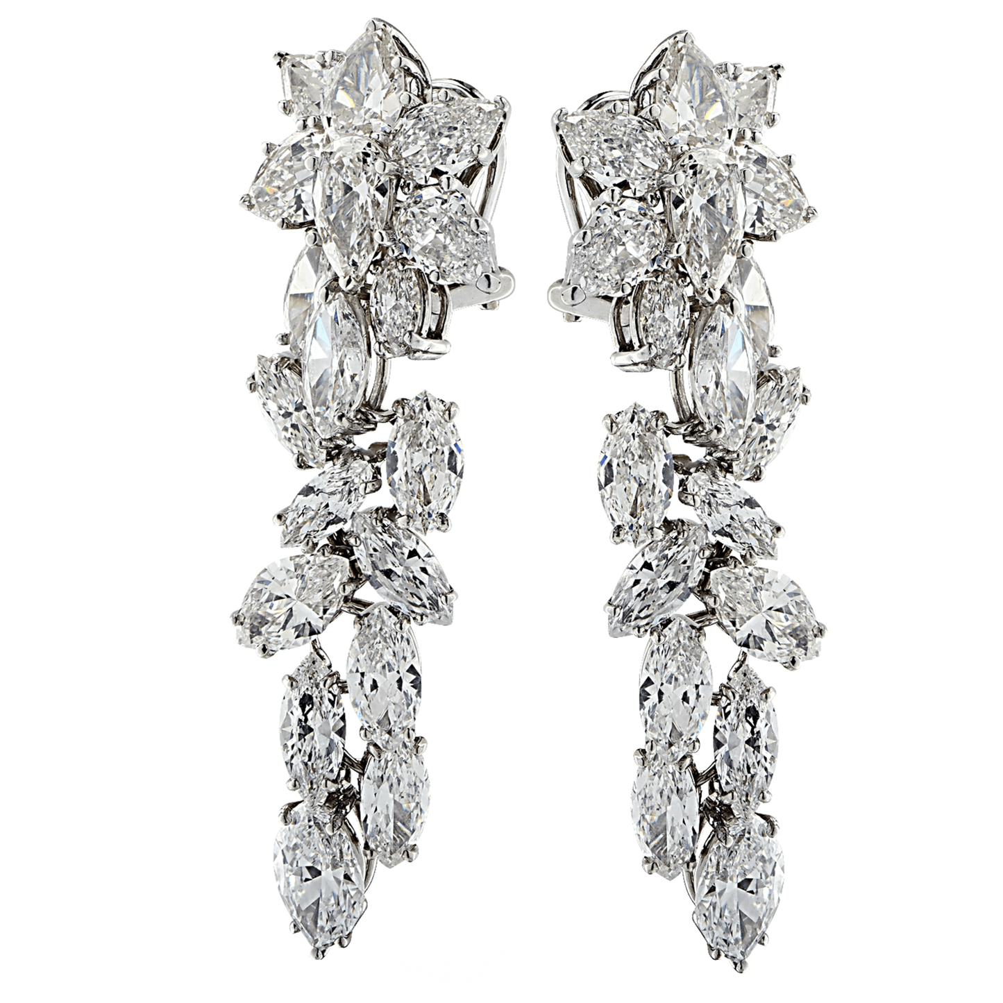 Contemporary 18KT White Gold Diamond Earrings front