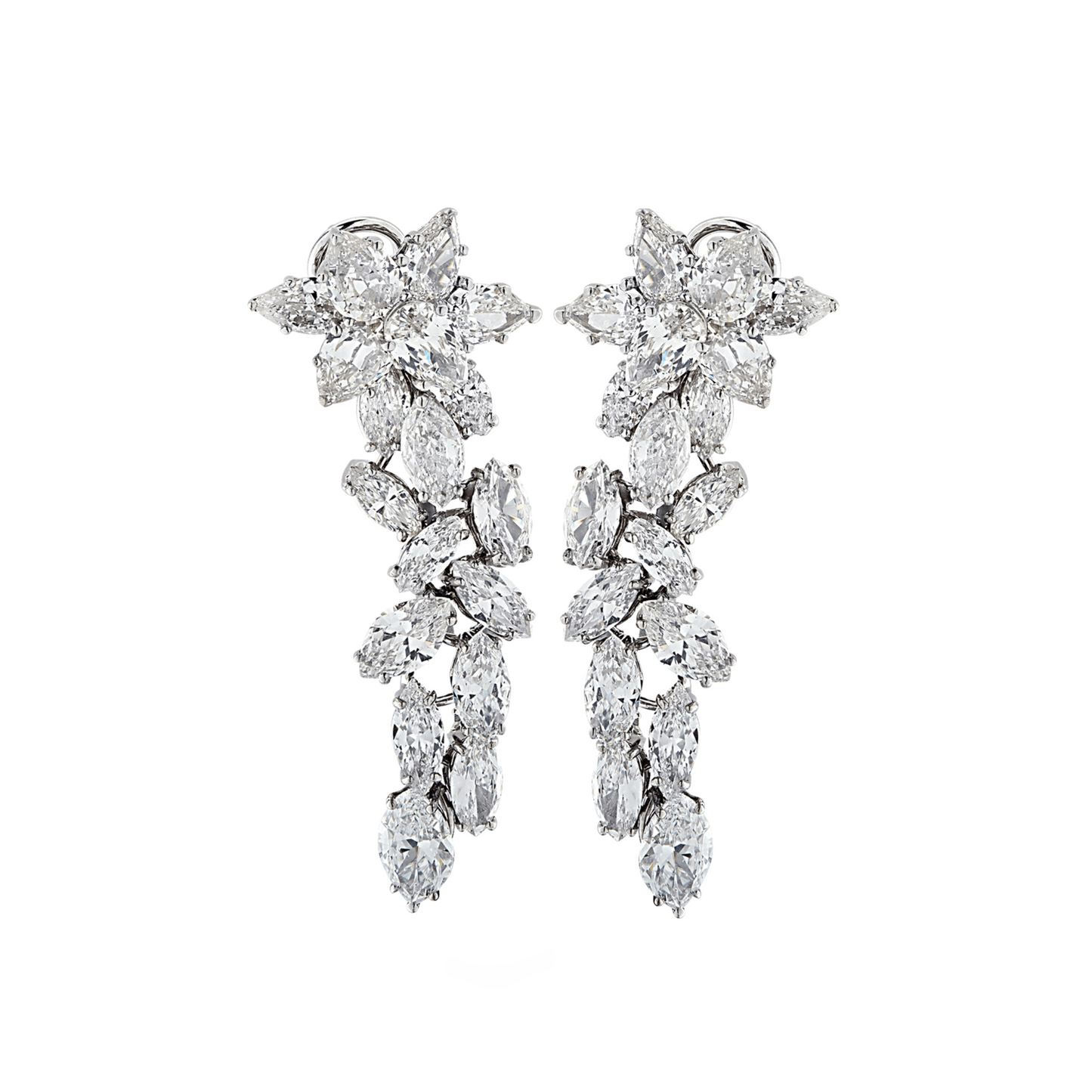Contemporary 18KT White Gold Diamond Earrings front