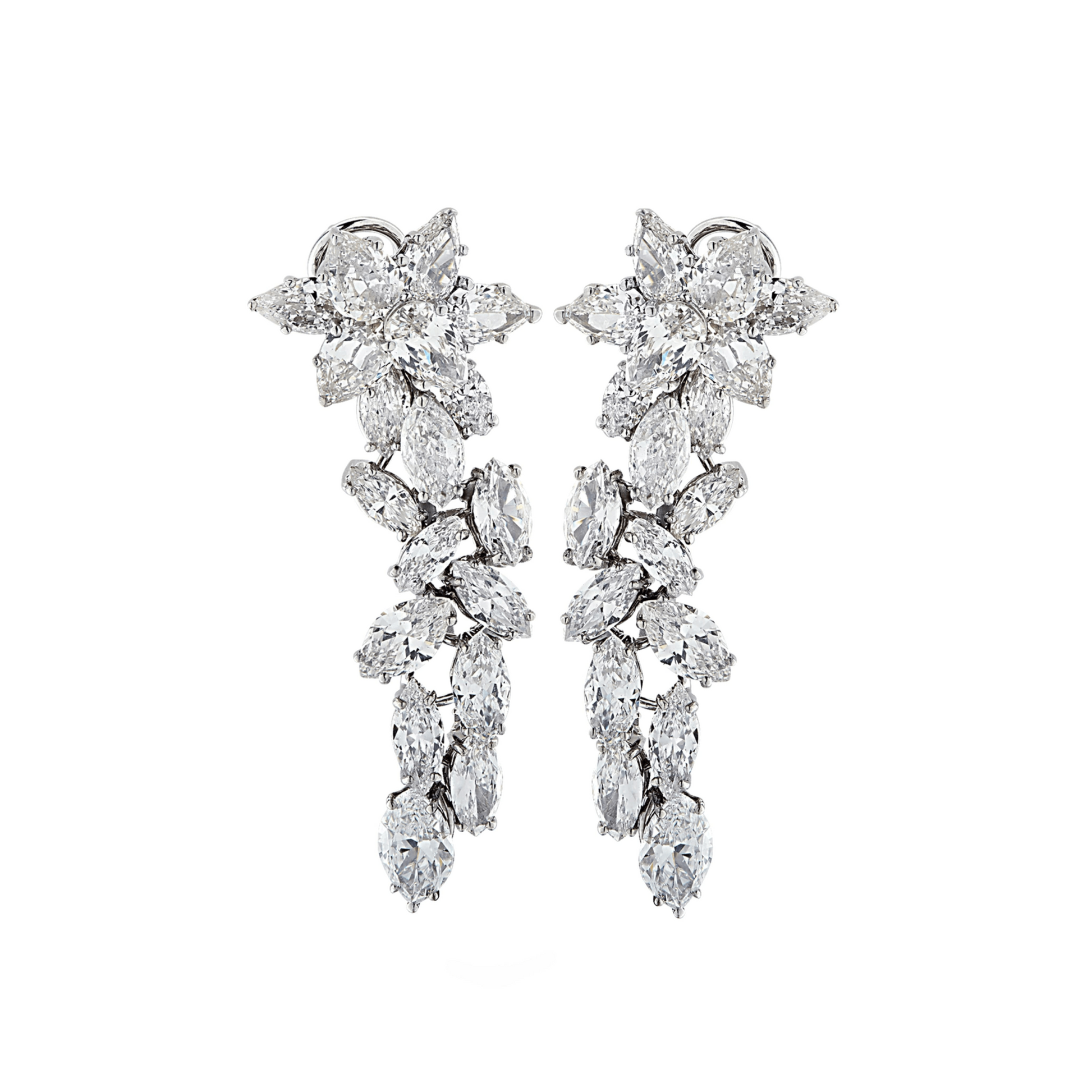 Contemporary 18KT White Gold Diamond Earrings front