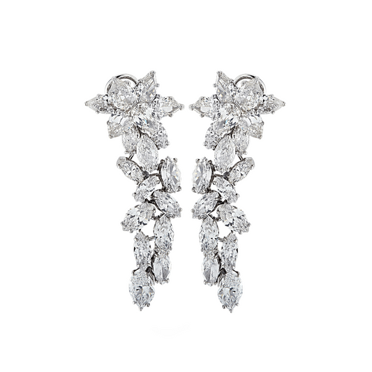 Contemporary 18KT White Gold Diamond Earrings front